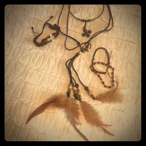 Feather/Cross Necklace/bracelet bundle